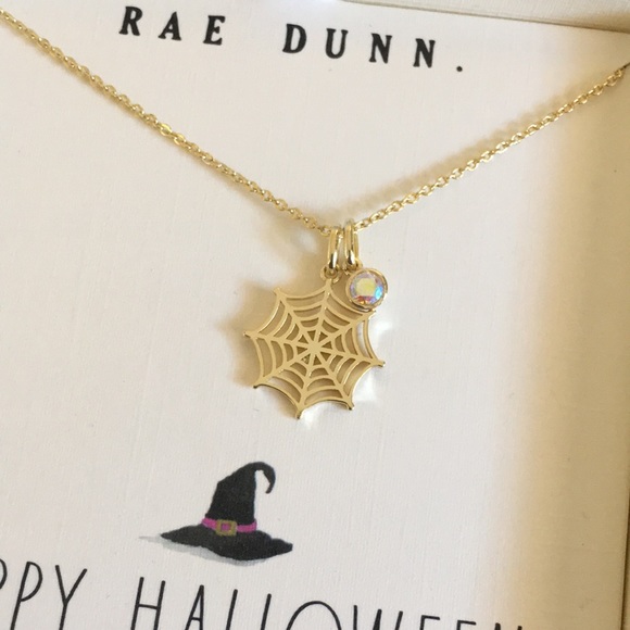 Rae Dunn Jewelry - Rae Dunn Spider Webb Irridescent Crystal Charm Pendant Necklace Boxed Set NWT